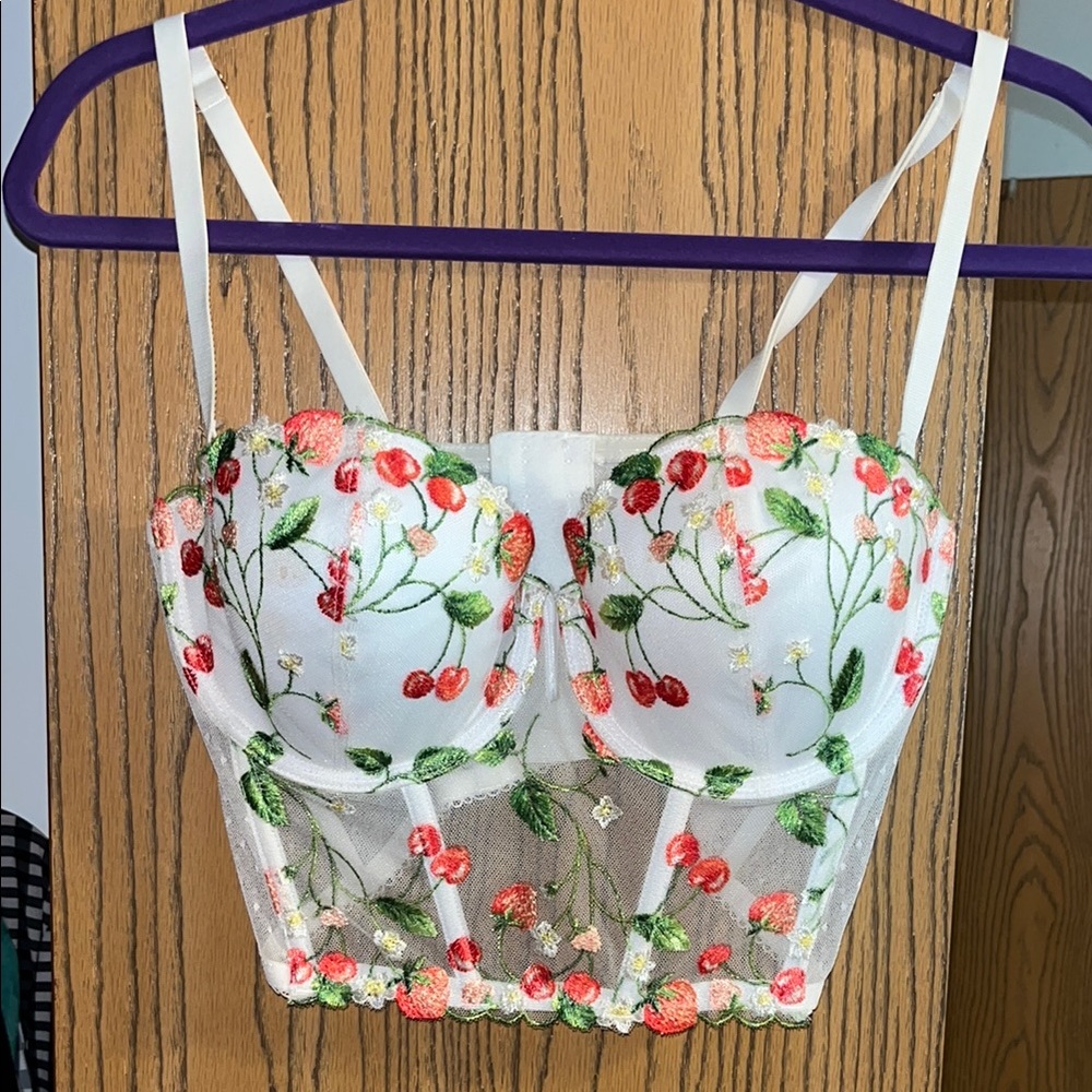 Victoria's Secret Red and Green Bustier Bodysuit